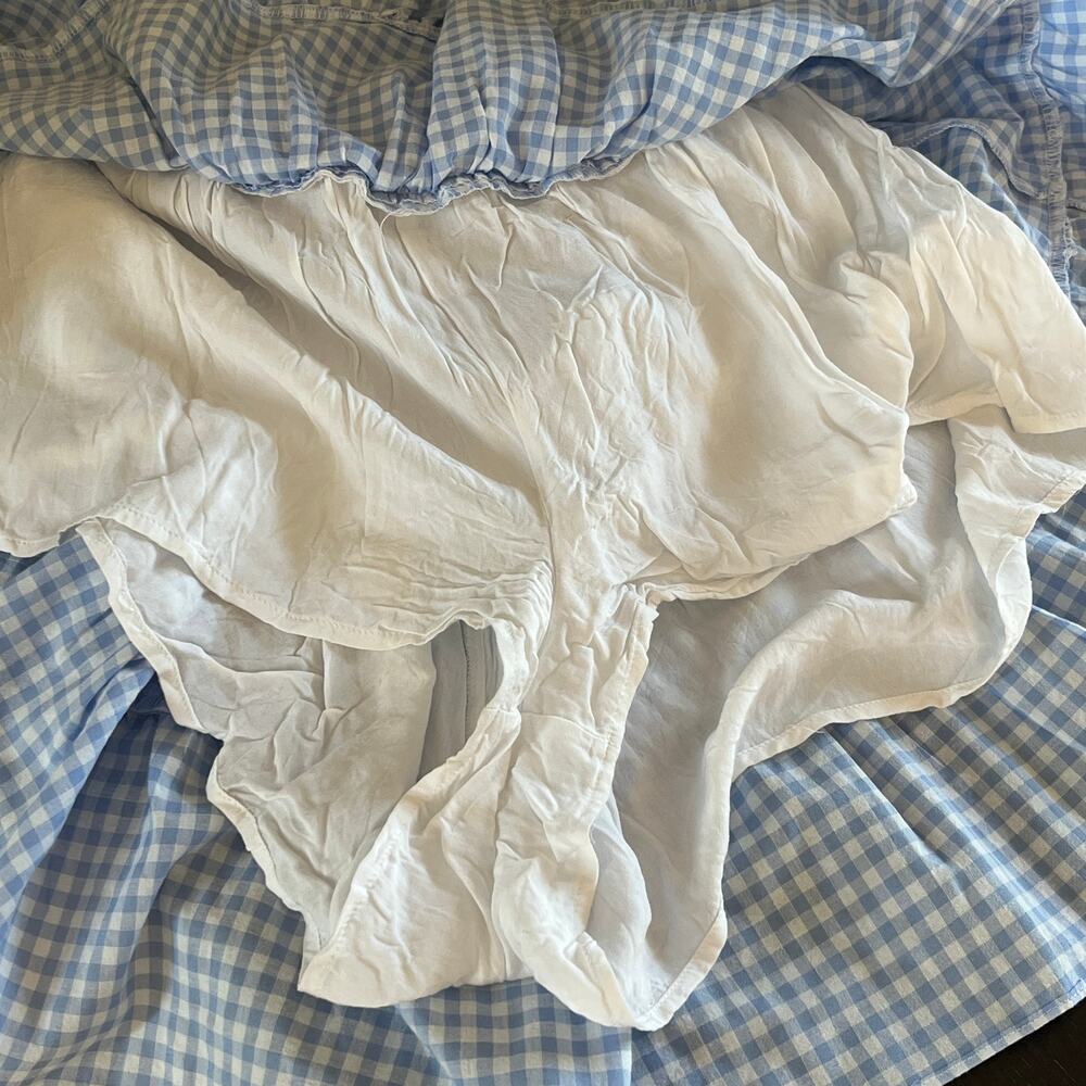 J. Marie Women's Blue White Check Gingham The Dorthy Linen Skirt Medium - Picture 8 of 8